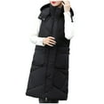 thumbnail image 4 of Gamivast Long Quilted Vest Women with Detachable Hooded Plus Size Stand Collar Sleeveless Padded Jackets Winter Trendy Zip up Coats with Pockets Warm Button Down Outerwear, 4 of 6