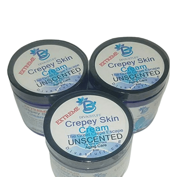 Three Pack, Extreme Crepey Skin Body & Face Cream Facial Moisturizer by Diva Stuff (Unscented)