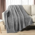 thumbnail image 1 of Manta PAVILIA Sherpa de forro polar gris, 150 x 200 cm, para todas las estaciones, 1 of 9