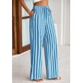 thumbnail image 5 of PRETTYGARDEN Women's Wide Leg Lounge Pants Summer Drawstring Elastic Waist Comfy Striped Bottoms Trendy Clothes, 5 of 7