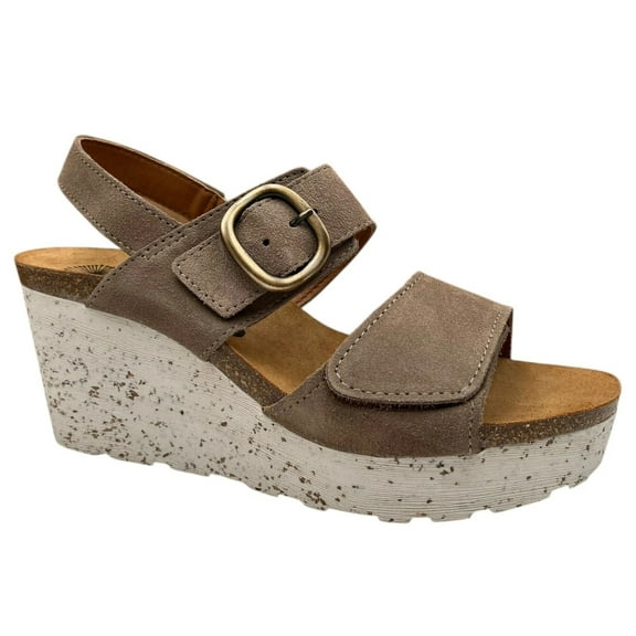 OTBT Made In Portugal Women's Wedge Leather Sandals Size 8.5-9 Taupe/Greige