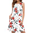 thumbnail image 2 of Ovzne Robes Grande Taille pour Femmes Rondes Robe Décontractée Ample d'Été Imprimée Sans Manches Col en V Ensemble Haut/chemise Robe de Printemps Imprimée Liquidation, 2 of 7