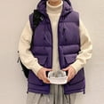 thumbnail image 4 of WTOBBY Men's Winter Trend Wear Loose Thick Down Cotton Clip Multi-Pocket Solid Color Casual Hooded Vest Coat, Detachable Hood for Versatile Styling in Cold Weather,Purple 2XL, 4 of 4