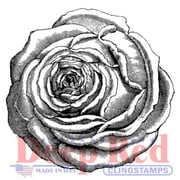 Deep Red Stamps Rose Engraving Rubber Cling Stamp 2.1 x 2 inches.
