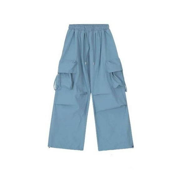 Kids Cargo Pants Fashion Baggy Cargo Pants Elastic Waist Blue Cargo Pants with Pockets Girl Pants Size 11-12 Years