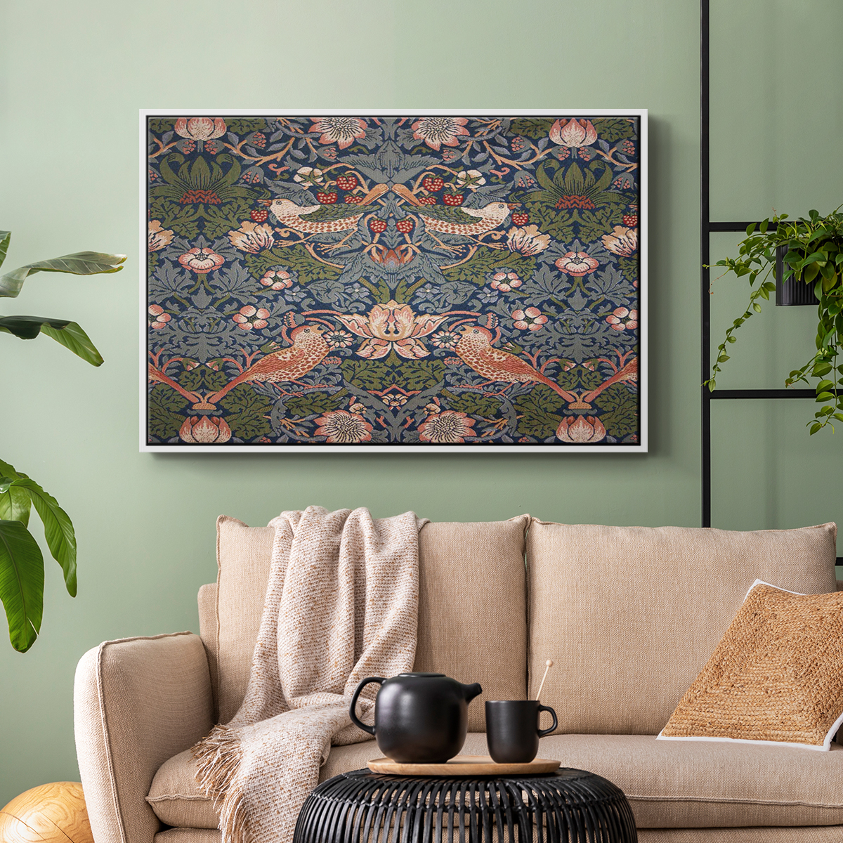 Vintage Abstract Print-LVIII Framed in White Wood Gallery Wrapped Canvas 25 in. x 37 in.
