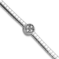 5mm 925 Sterling Silver Rhodium Plated Polished With Cubic Zirconia Reversible Cubetto Bracelet 7 Inch Link Bracelet for