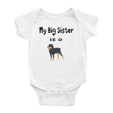 

My Big Sister Is A Rottweiler Dog Cute Baby Outfits Bodysuits Boy Girl