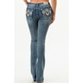 thumbnail image 3 of Grace in LA Women's Aztec Floral Cactus Embellished Bootcut Stretch Jeans (34, Blue Stonewashed), 3 of 4