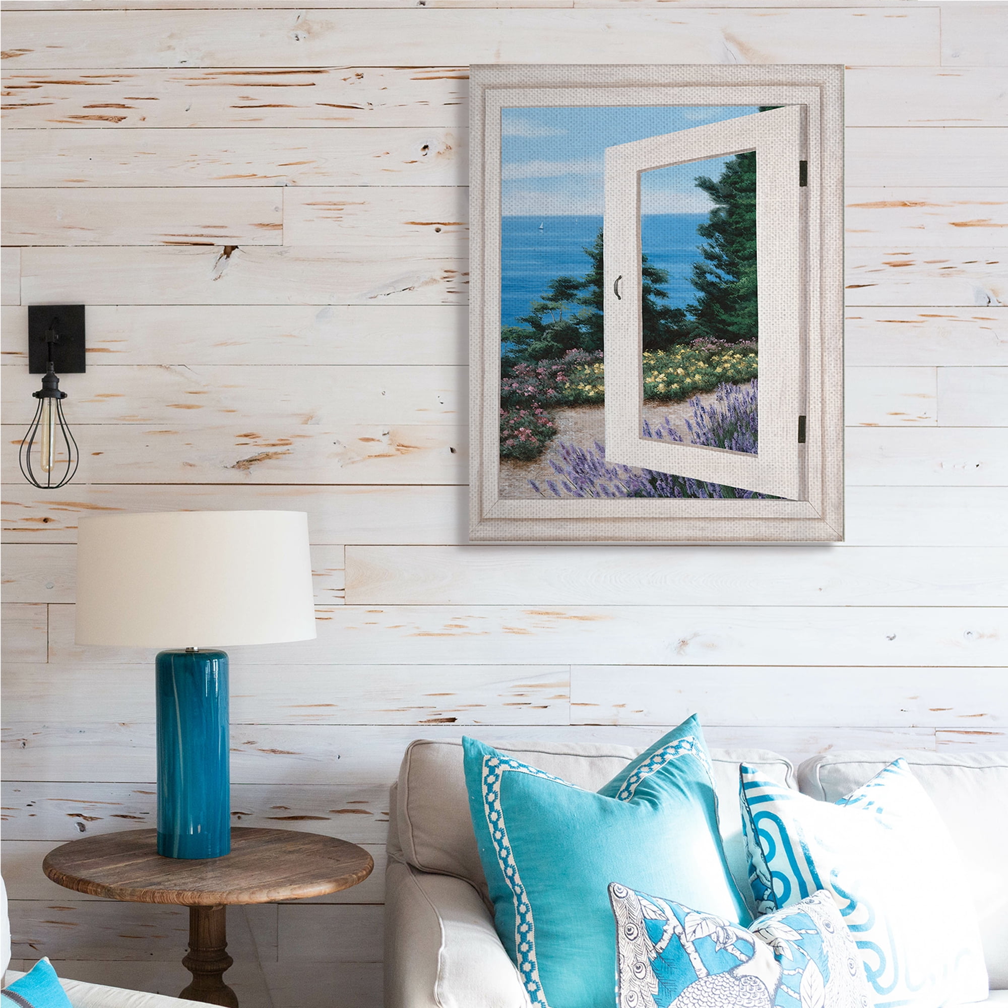 Stupell Industries Coastal View From Window Distant Boats on Ocean,30 x 40,Designed by Diane Romanello