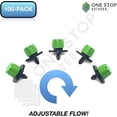 thumbnail image 2 of (100-PACK) - 360 Degree 1/4" Inch Universal Barbed Drip Emitter - Adjustable Flow 0-18.5 GPH Fit 1/4 (4-7mm) Drip Irrigation Tubing - Professional Grade Drippers for Drip Irrigation, 2 of 5