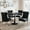 Black Table +4 Silver Black Chairs, variant on 5-Piece 31.5" Round Dining Table Set, Mid-Century Modern All-Metal Kitchen Table with Velvet Nailhead Trim Chairs & Stainless Steel Legs, for 4, Small Spaces, Apartments, Living Room