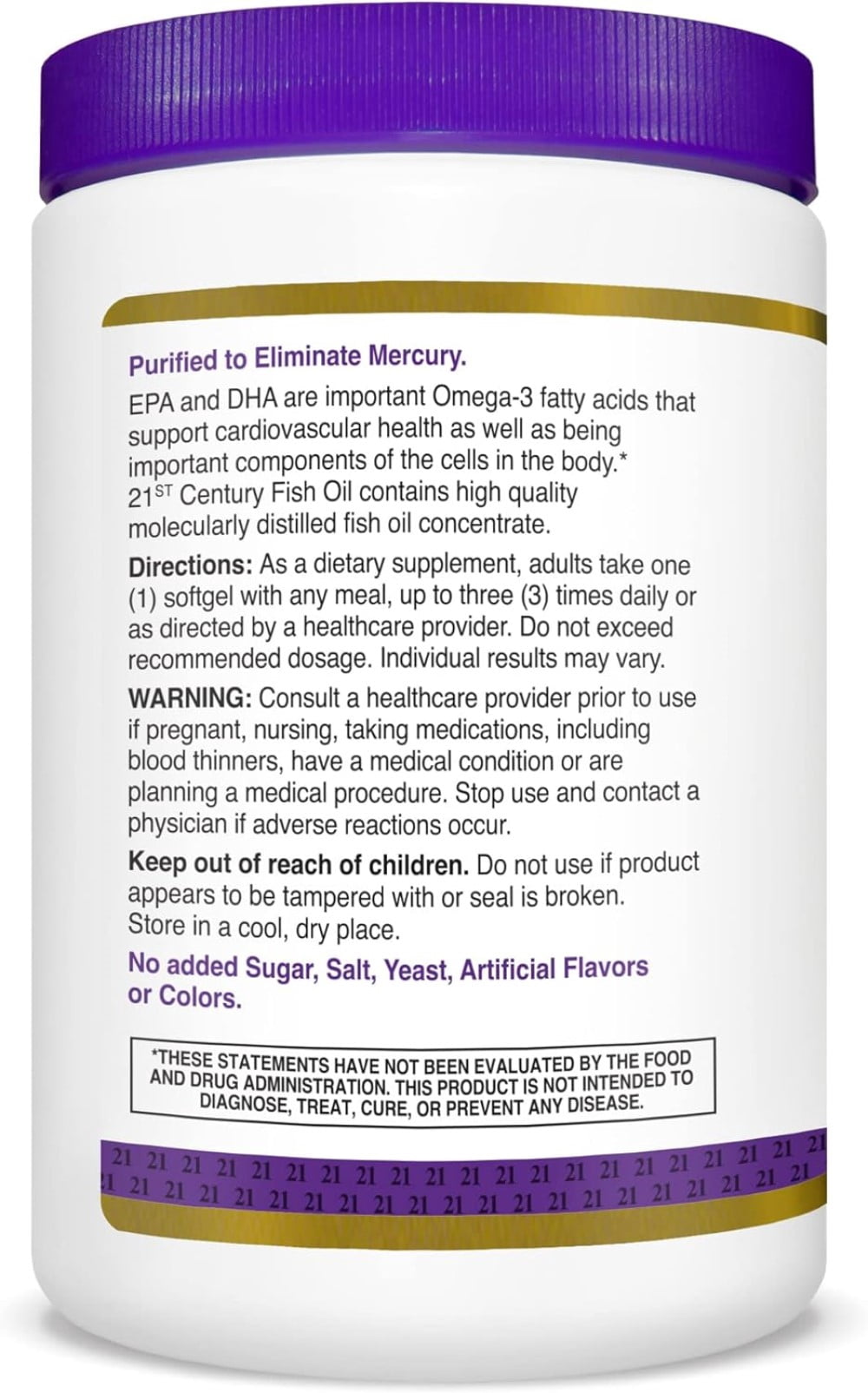 21st Century Omega-3 Fish Oil Softgels, 1000 mg, 300 Count