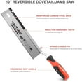 thumbnail image 2 of 10" Reversible Dovetail Saw, Pro Flush Cut Jamb Saw, 12TPI Double Ground Teeth with Cranked Handle, Dual-Side Cutting Handsaw for Door Frames, Trim, and Flooring Installation – HT0234, 2 of 7