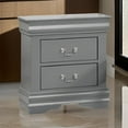 thumbnail image 6 of Ryla Nightstand- 2 Drawers- Light Gray Solid Wood- Nickel Drop Handles, 6 of 6