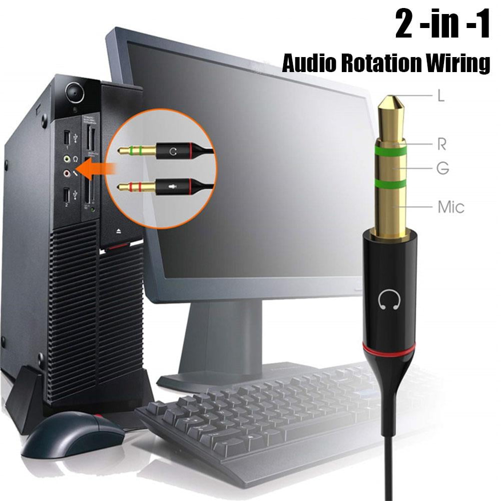 Headphone Splitter Adapter, 3.5mm Mic Cable for Computer, Headset 3.5mm Female to 2 Male Microphone Audio Stereo Jack, Earphones Adapter for PC Laptop Gaming
