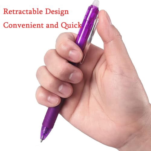 12 PCS Multi-color Erasable Gel Pens Built-In Erasers, Erasable Colored Pens Gel Ink, Fine Point 0.7mm, Smooth-Flowing Retractable Erasable Design, for Note Taking, Planner, Drawing