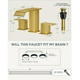 thumbnail image 6 of Brushed Gold Bathroom Sink Faucets 3 Hole Widespread, 2 Handles Bathroom Faucet with Pop-up Drain and Flexible Hot and Cold Water Hoses, Suitable for Vanity RV Restroom, 6 of 10