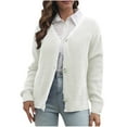 thumbnail image 1 of IROINID Women's V-Neck Cardigans Sweater Solid Color Loose Mid-Length Long Sleeve Button Knit Top Sweater, 1 of 6