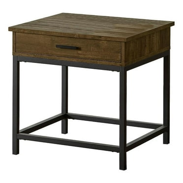 Coaster Company Square End Table with Drawer, Brown/Black