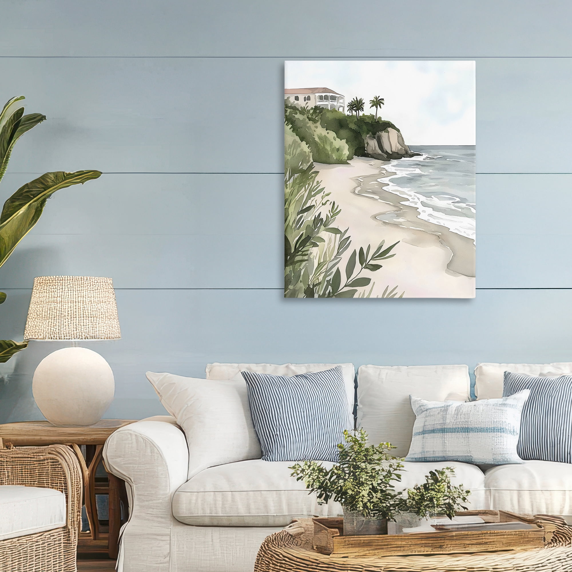 Stupell Industries Coastal Calm Villa on Bluff Canvas Wall Art, design by Riley B