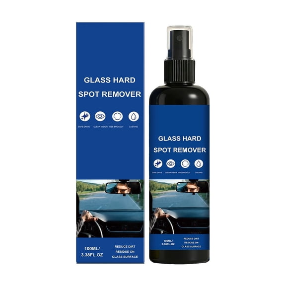 Glass Hard Water Stain Remover Spray - 3.4 oz (100ml) for Windows, Shower Doors & Mirrors - 1 Bottle