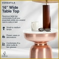 thumbnail image 3 of Finch Adler Metal Accent Side Table 16 Hourglass Shape Ivory White Rose Gold, 3 of 10