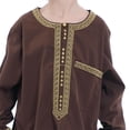 thumbnail image 4 of Fgnfyis Costume de Robe à Manches Longues Rondes pour Garçons Musulmans Costume Musulman pour Adolescents Garçons Robe Brodée Costume pour Enfants Arabes Tenues pour Garçons Marron 150, 4 of 6