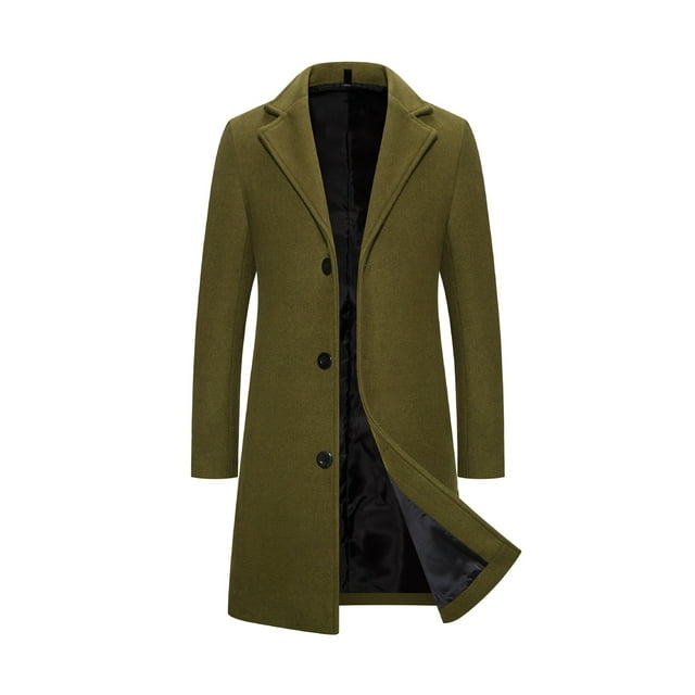 Innerwin Manteau Trench-Coat Homme à Col Cranté Manches Longues Décontracté Vert Armée 2TG