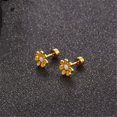 thumbnail image 4 of 18G Cute Daisy Flower Stud Cartilage Earrings for Women Girls 14K Gold Plated Stainless Steel Enameled Dainty Screw Back Studs Sleeper Tragus Post Hypoallergenic Piercing Body Jewelry, 4 of 10