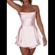 thumbnail image 1 of Mono Elegante de Satén de Corte A para Mujer, Sin Mangas, con Espalda Descubierta y Tirantes Finos, con . Rosa S, 1 of 8