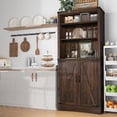 thumbnail image 4 of 71" Tall Farmhouse Kitchen Pantry with Adjustable Shelves, 5 Layers Pantry Storage Cabinet with 2 Barn Doors&Load-Bearing Steel Pipe for Kitchen, Dining Room, Living Room, Brown, 4 of 15
