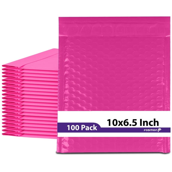 Fosmon #0 Self-Seal Tear-Proof Poly Bubble Mailer - 6.5 x 9" - PINK 10 25 50 100 300
