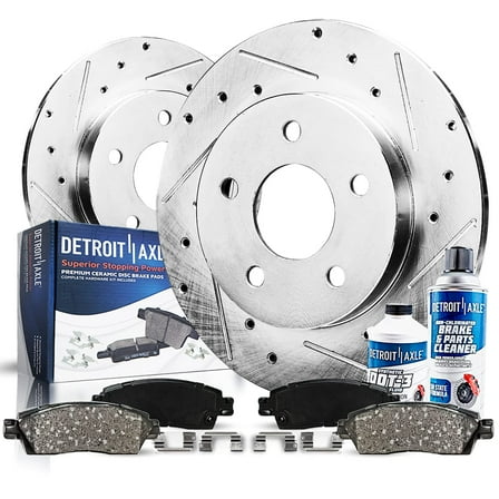 Detroit Axle - Pair (2) Rear Drilled Slotted Disc Brake Kit Rotors w/Ceramic Pads Brake Kit Replacement for 2006 2007 2008 2009 2010 2011 2012 2013 2014 Honda Ridgeline