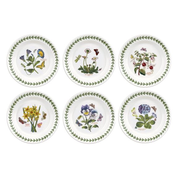 Drevy Botanic Garden 6.5" Side Plate - Set of 6 | Assorted Floral Motifs | Fine Earthenware | Chip Resistant Glaze | Dishwasher, Microwave, Freezer, Oven Safe | Made in England