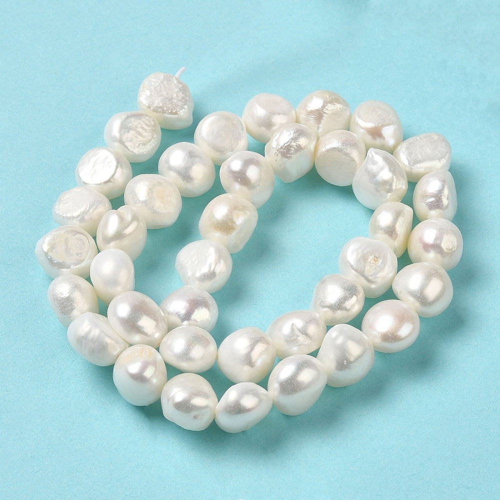 Natural Cultured Freshwater Pearl Beads Strands Two Side Polished Seashell Color 9~10.5x10~11x7~8mm 14.25~14.37''(36.2~36.5cm)