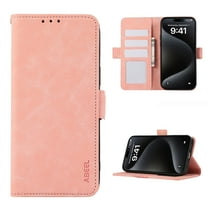 Premium Wallet Case for iPhone 15 Plus, RFID Blocking Credit Card Holder Retro PU Leather Phone Cover, Full Body Protection Anti-Scratch Flip Kickstand Purse Case for iPhone 15 Plus, Pink