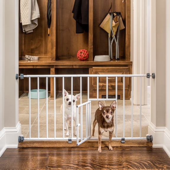 Carlson MINI Expandable Extra Wide Pet Gate with Small Pet Door, White, 18-31 inches