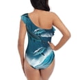 thumbnail image 5 of Pofeuu Ice Blue Ocean Cute Dolphin A Print Women's One Piece Swimsuits One Shoulder Swimwear Asymmetric Ruffle Monokinis Bathing Suits-XX-Large, 5 of 6