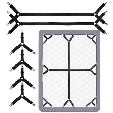 Januofit 6PCS Bed Sheet Straps, Fitted Sheet Straps, Adjustable Sheet Clips, Fits of Mattresses, Enhance Your Sleeping Experience