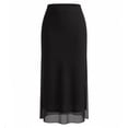 thumbnail image 4 of SOOMLON Mesh Skirts Women High Waist Elastic Waist Ankle Length Skirt Side Spilt Wrap Skirt Trendy Vacation Skirt, 4 of 9