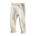 thumbnail image 2 of Girls Winter Fleece Lined Leggings Cotton Pants Toddler Kids Thick Warm Pants Girls High Waist Leggings Beige 6-7 Years, 2 of 4