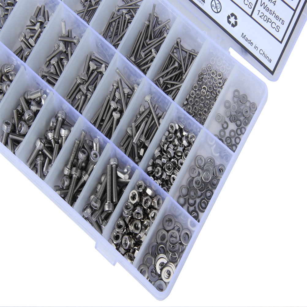 YSNOOWE 1080Pcs 304 Stainless Steel Socket Screw Nut Washer Kit with Flat Washers for Home and Industrial Use
