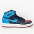 thumbnail image 1 of Ni - ke Ni - ke Boys Air Jordan 1 Mid CU0449-046 Black Basketball Shoes Sneakers Size 1Y, 1 of 5