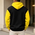 thumbnail image 4 of IAJDKMEK Men's Hoodie Sweatshirt Long Sleeve - Color Block with Pockets Casual Sports Pullover, Comfortable Hooded Top for Men,Yellow XL, 4 of 5
