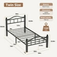 thumbnail image 6 of Twin Bed Frame, No Squeak Heavy-Duty Twin Size Bed Frame with Headboard 1500lbs Support & 12" Clearance Storage Tool-Free Setup in 30 Mins for Studios, Dorms, Frequent Movers, 6 of 9
