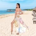 thumbnail image 6 of FORMRS Womens Long Sarong Beach Wrap Semi-Sheer Bikini Skirt Bathing Swimsuit Cover Up, Watercolor Seashell, 6 of 7