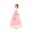thumbnail image 4 of Girls Dress Pink Lace Pearl V-back Bow Tulle Wedding Bridesmaid 7 Years, 4 of 7