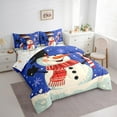 thumbnail image 3 of Manfei Happy Christmas 7-Piece Bedding Comforter Set,Cartoon Snowman King Bedding Sets,White Red Blue Bed Sheets For Boys Kids,Microfiber Bedroom Decor Reversible, 3 of 8