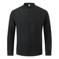 thumbnail image 3 of LIUJUNSHOP Men's Long Sleeve Casual Solid Holiday Cardigan Shirt Top Comfortable Stylish Versatile Black S, 3 of 5
